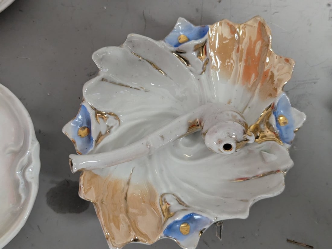 Vintage Ceramic and Porcelain Decorative Dishes Pipe Ashtrays Collection 10 Pieces - 10