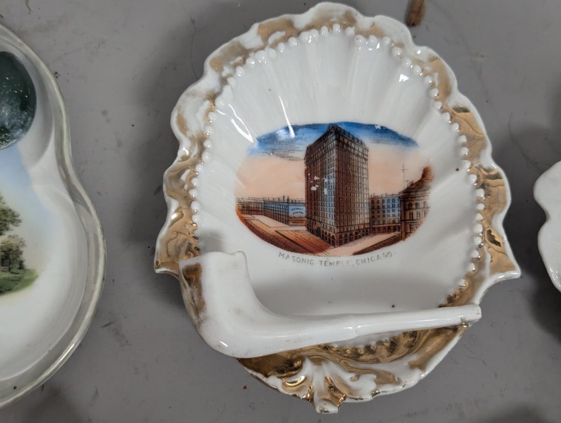 Vintage Ceramic and Porcelain Decorative Dishes Pipe Ashtrays Collection 10 Pieces - 4