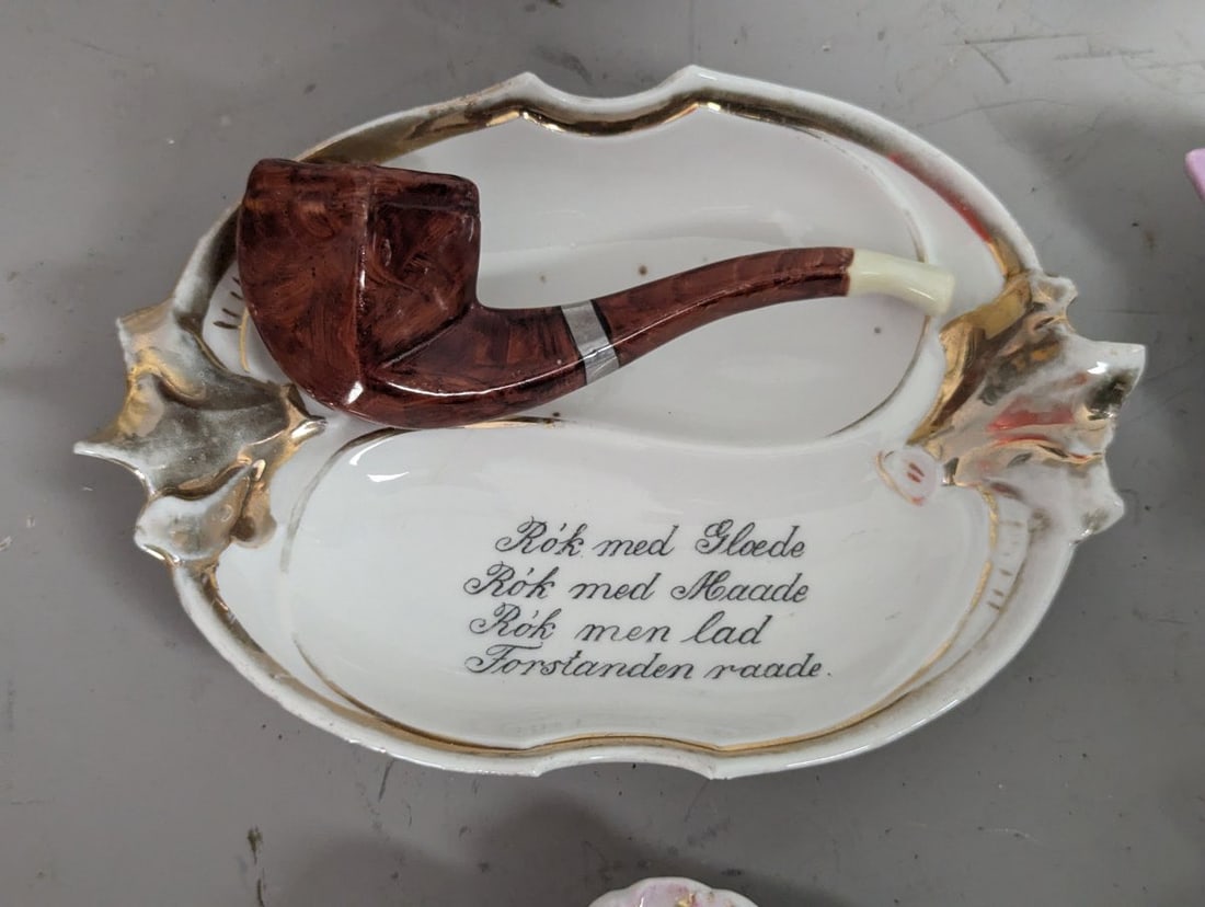 Vintage Ceramic and Porcelain Decorative Dishes Pipe Ashtrays Collection 10 Pieces - 8