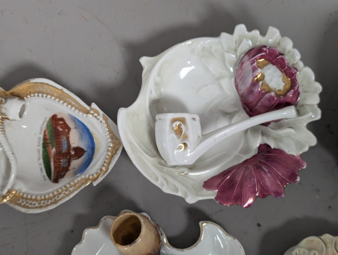 Vintage Collection of 18 Thematic Pipe Holder Ashtrays and Trinket Dishes - 3