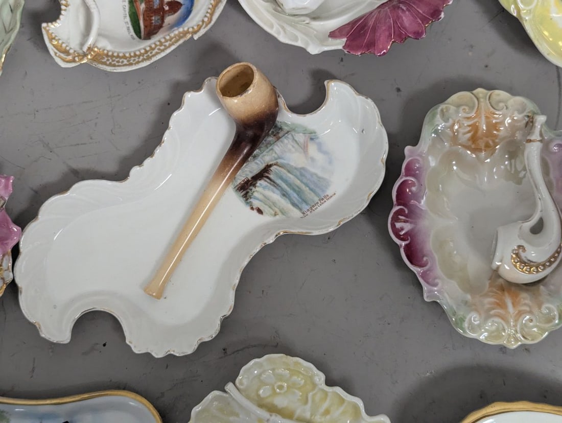 Vintage Collection of 18 Thematic Pipe Holder Ashtrays and Trinket Dishes - 5