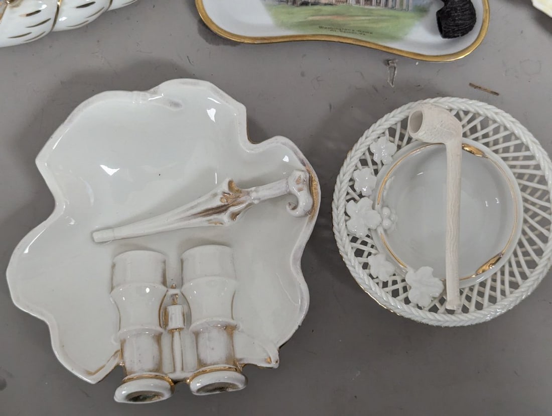 Vintage Collection of 18 Thematic Pipe Holder Ashtrays and Trinket Dishes - 7