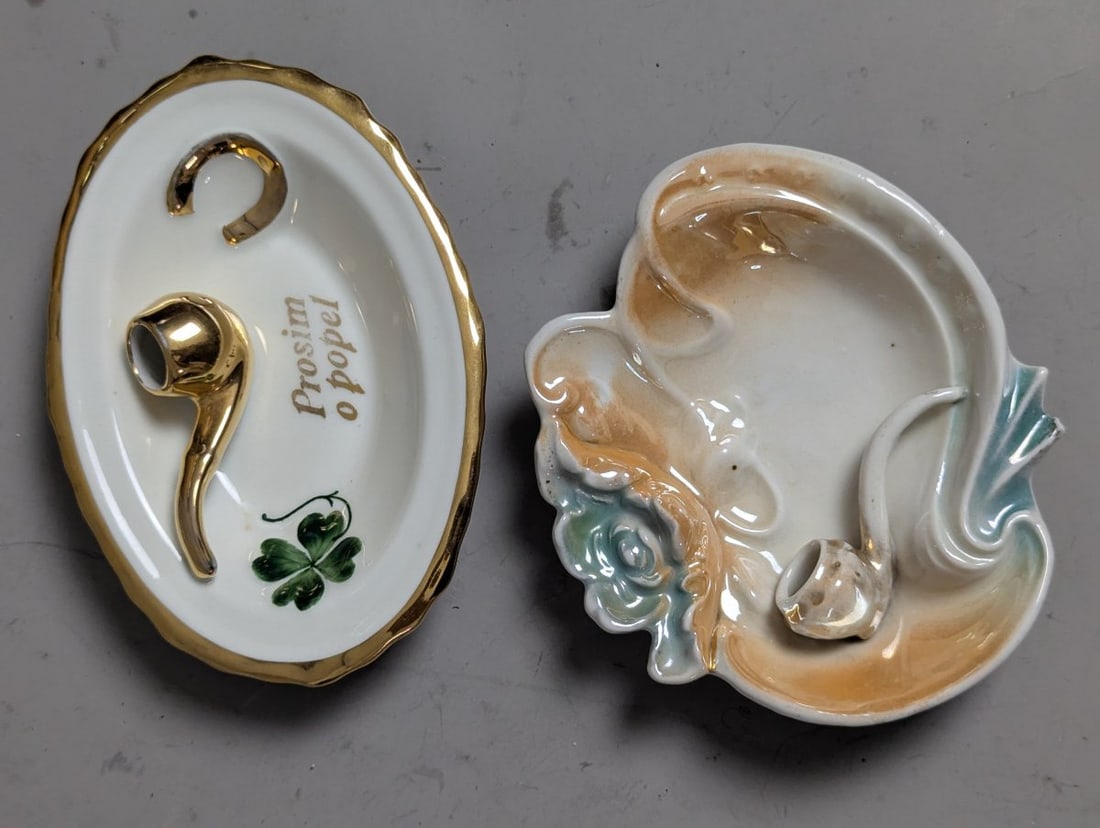 Vintage Collection of 18 Thematic Pipe Holder Ashtrays and Trinket Dishes - 8