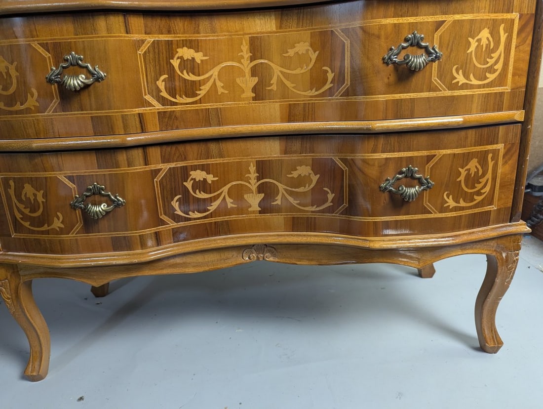 Venetian Marquetry Slant-Front Writing Desk Italian Louis XV Style with Key - 6