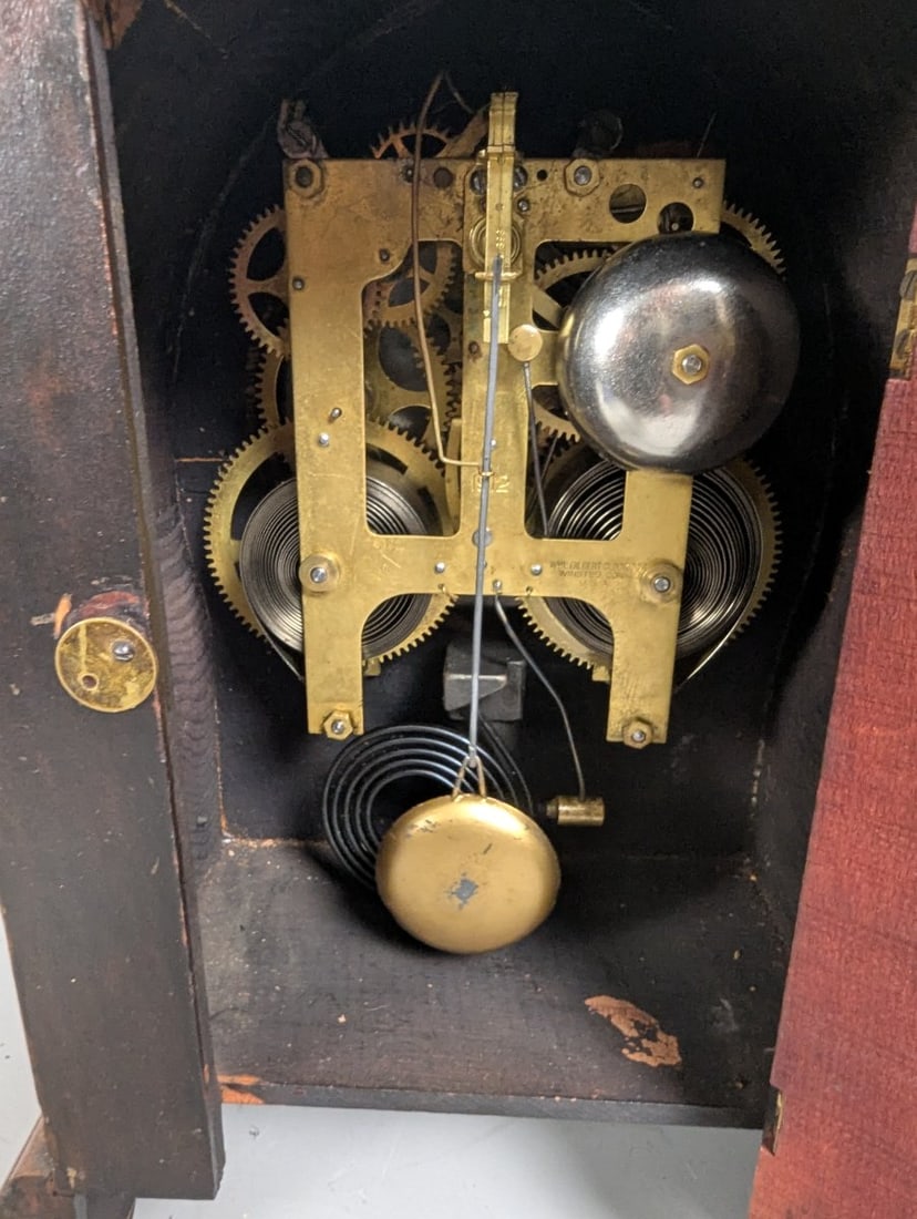 Wm L Gilbert Clock Co No 203 Gothic Mantel Clock Original Pendulum Antique Timepiece - 8