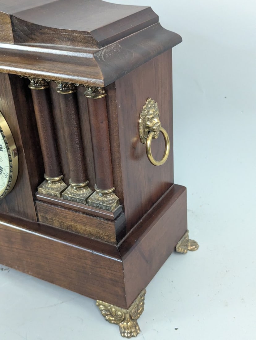 Emperor Neoclassical Mantel Clock with Key and Pendulum in Working Order - 4