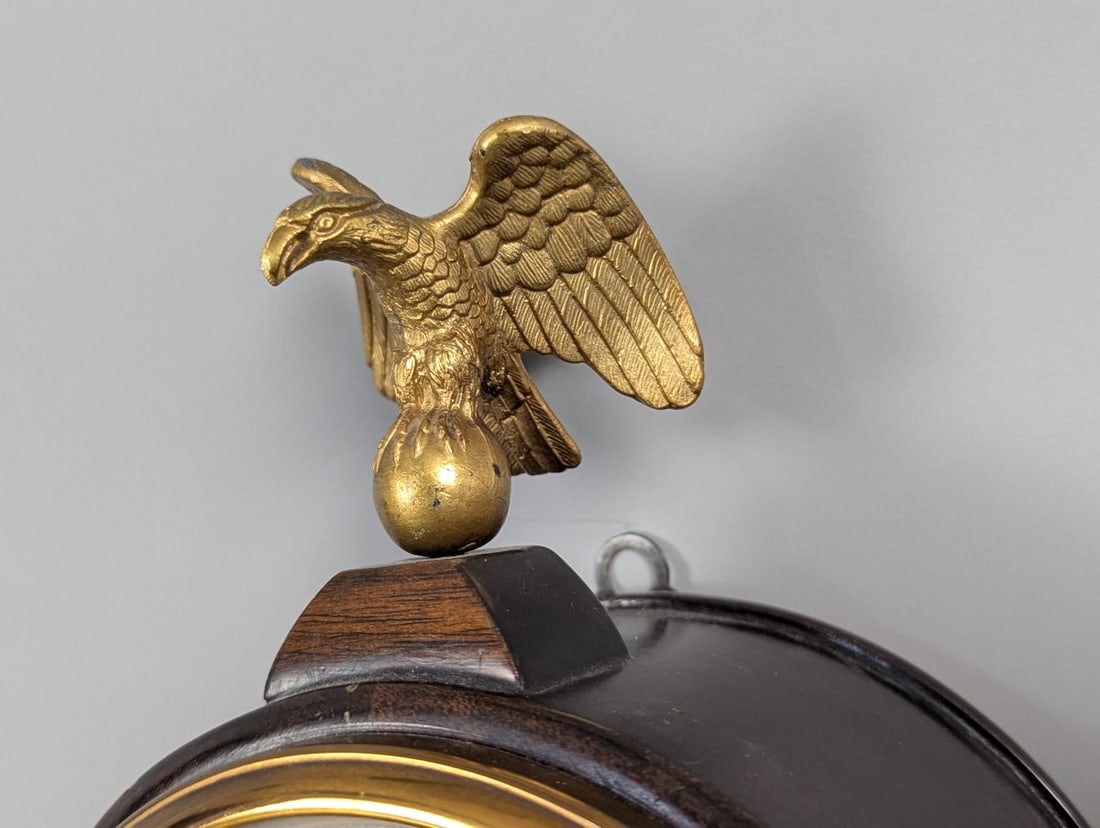 Vintage New Haven Banjo Clock with Key for Repair, Decorative Eagle Finial - 3