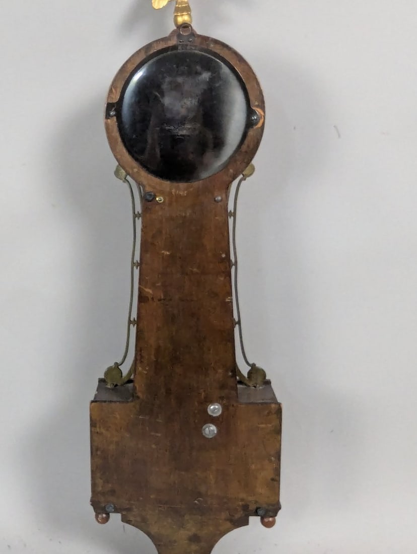 Vintage New Haven Banjo Clock with Key for Repair, Decorative Eagle Finial - 8