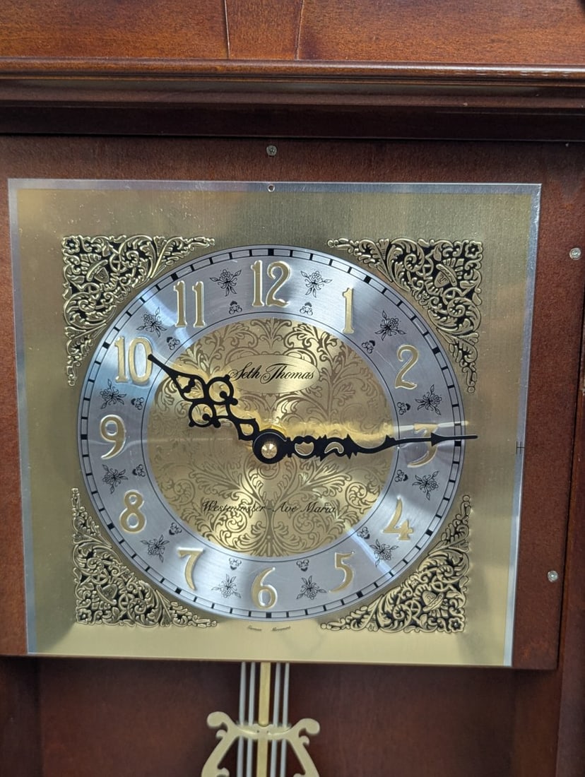 Seth Thomas Westminster Ave Maria Quartz Chiming Wall Clock Classic Vintage Decor - 2