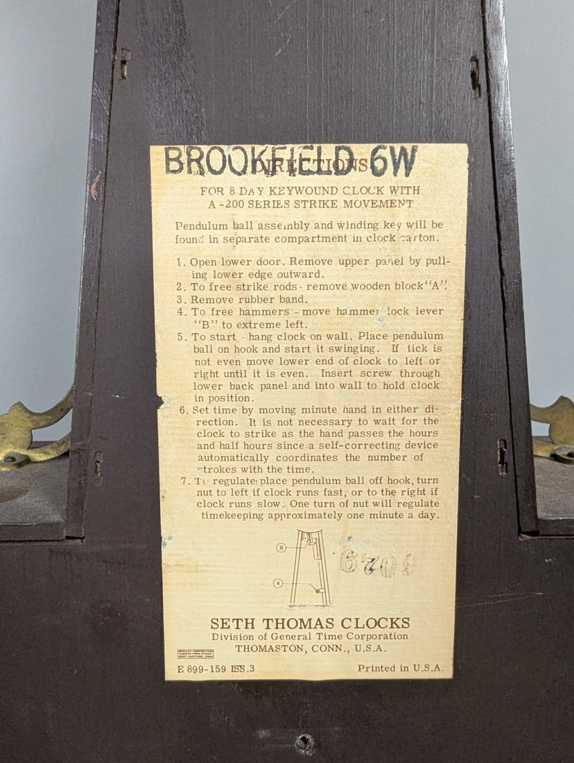Seth Thomas Brookfield 6W Banjo Clock with Pendulum and Key Excellent Vintage Timepiece - 10