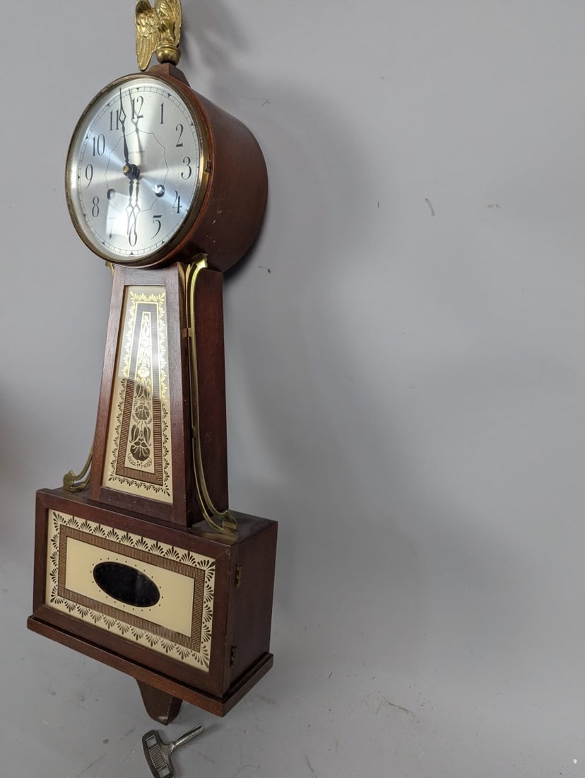 Seth Thomas Brookfield 6W Banjo Clock with Pendulum and Key Excellent Vintage Timepiece - 6