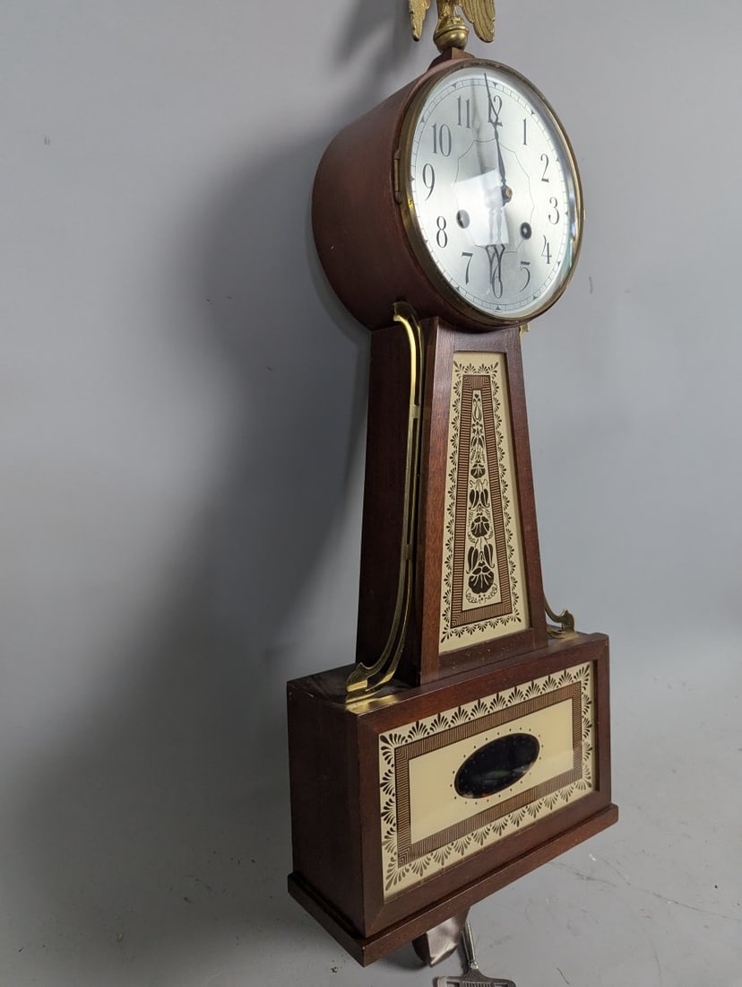 Seth Thomas Brookfield 6W Banjo Clock with Pendulum and Key Excellent Vintage Timepiece - 7