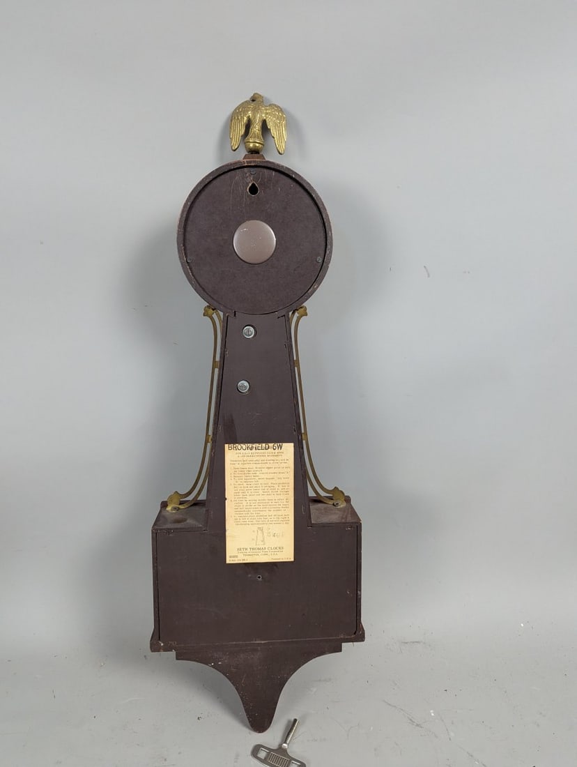 Seth Thomas Brookfield 6W Banjo Clock with Pendulum and Key Excellent Vintage Timepiece - 9