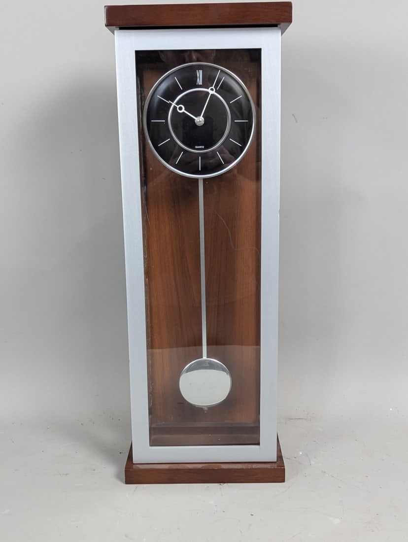 Mid-Century Modernist Regulator-Style Pendulum Clock Minimalist Design Quartz (1 of 6)
