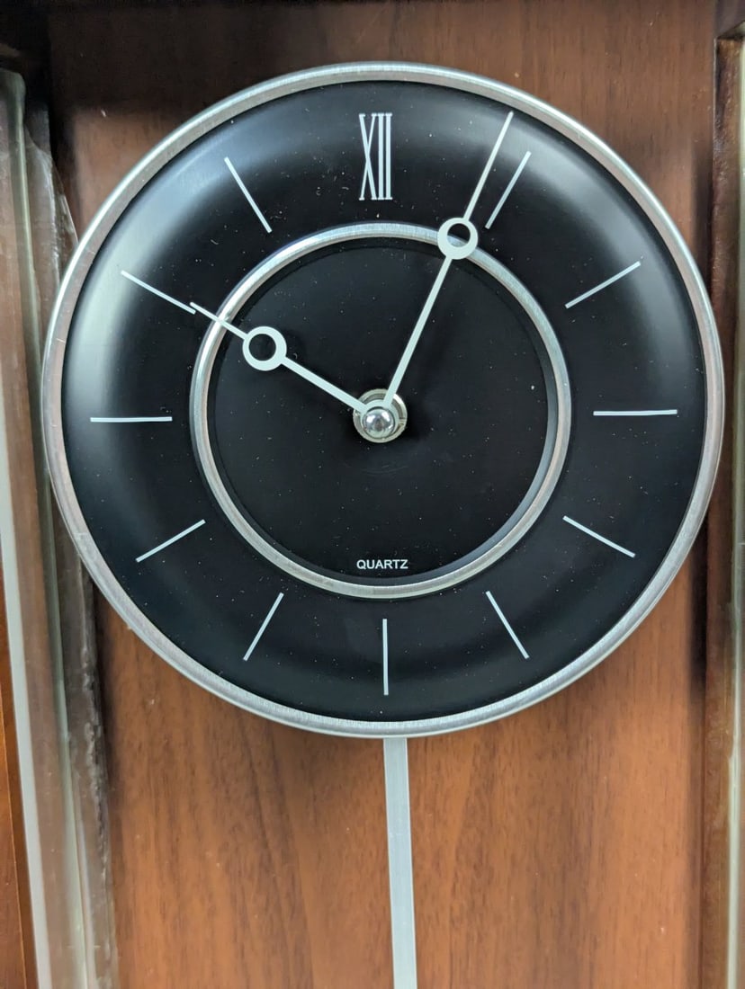 Mid-Century Modernist Regulator-Style Pendulum Clock Minimalist Design Quartz - 2