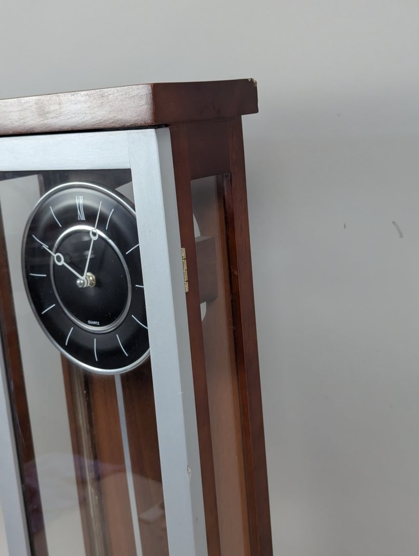 Mid-Century Modernist Regulator-Style Pendulum Clock Minimalist Design Quartz - 4