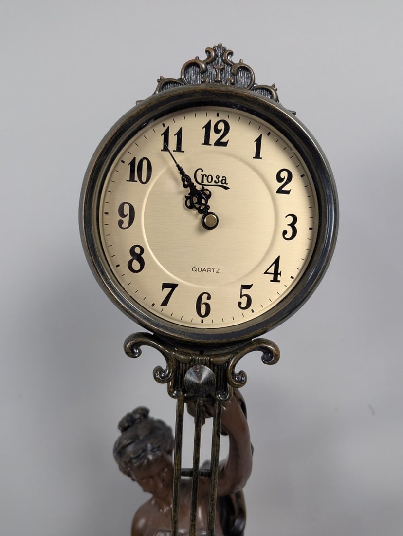 Design Toscano Flora Figural Pendulum Clock Neoclassical Art Nouveau Home Decor - 2