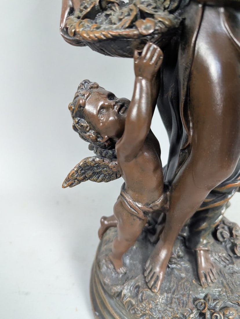 Design Toscano Flora Figural Pendulum Clock Neoclassical Art Nouveau Home Decor - 5