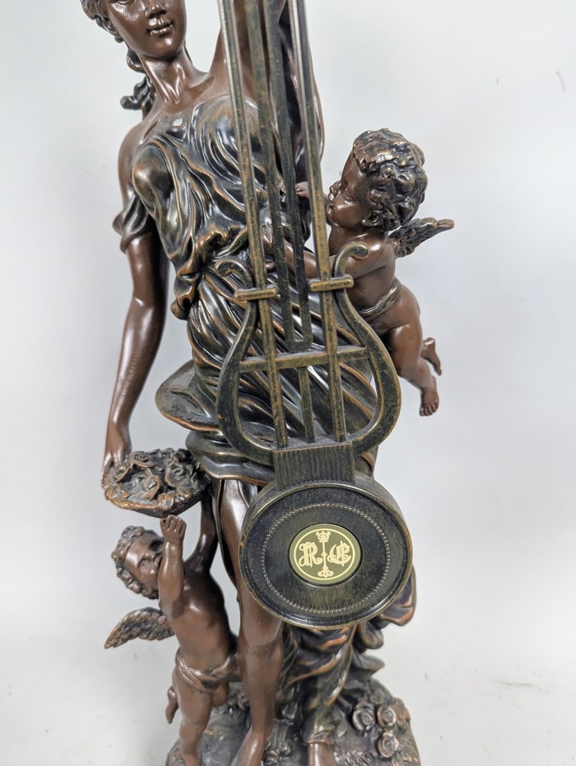 Design Toscano Flora Figural Pendulum Clock Neoclassical Art Nouveau Home Decor - 7