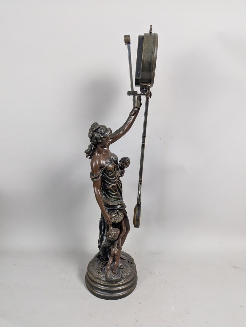 Design Toscano Flora Figural Pendulum Clock Neoclassical Art Nouveau Home Decor - 8