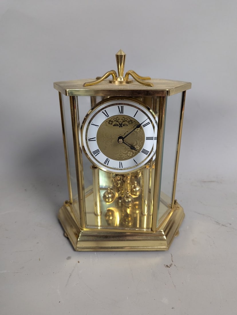 Howard Miller Anniversary Torsion Pendulum Clock with Key Vintage Brass and Glass (1 of 8)