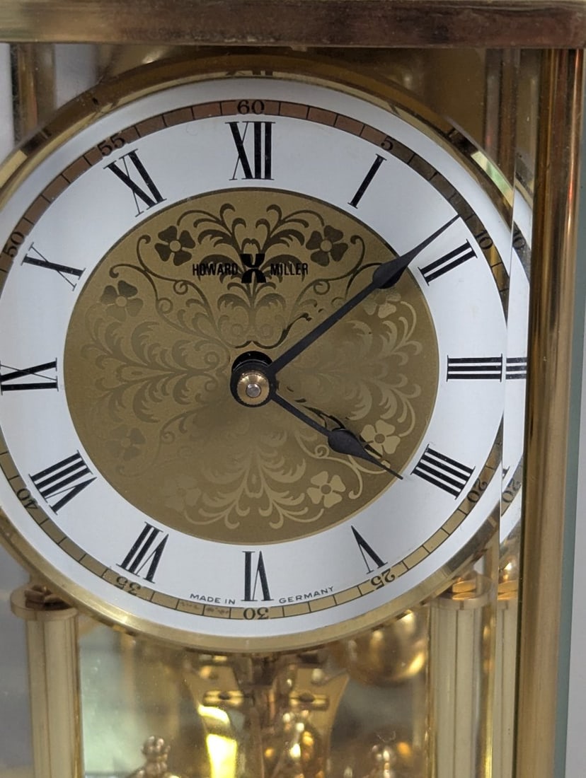 Howard Miller Anniversary Torsion Pendulum Clock with Key Vintage Brass and Glass - 2