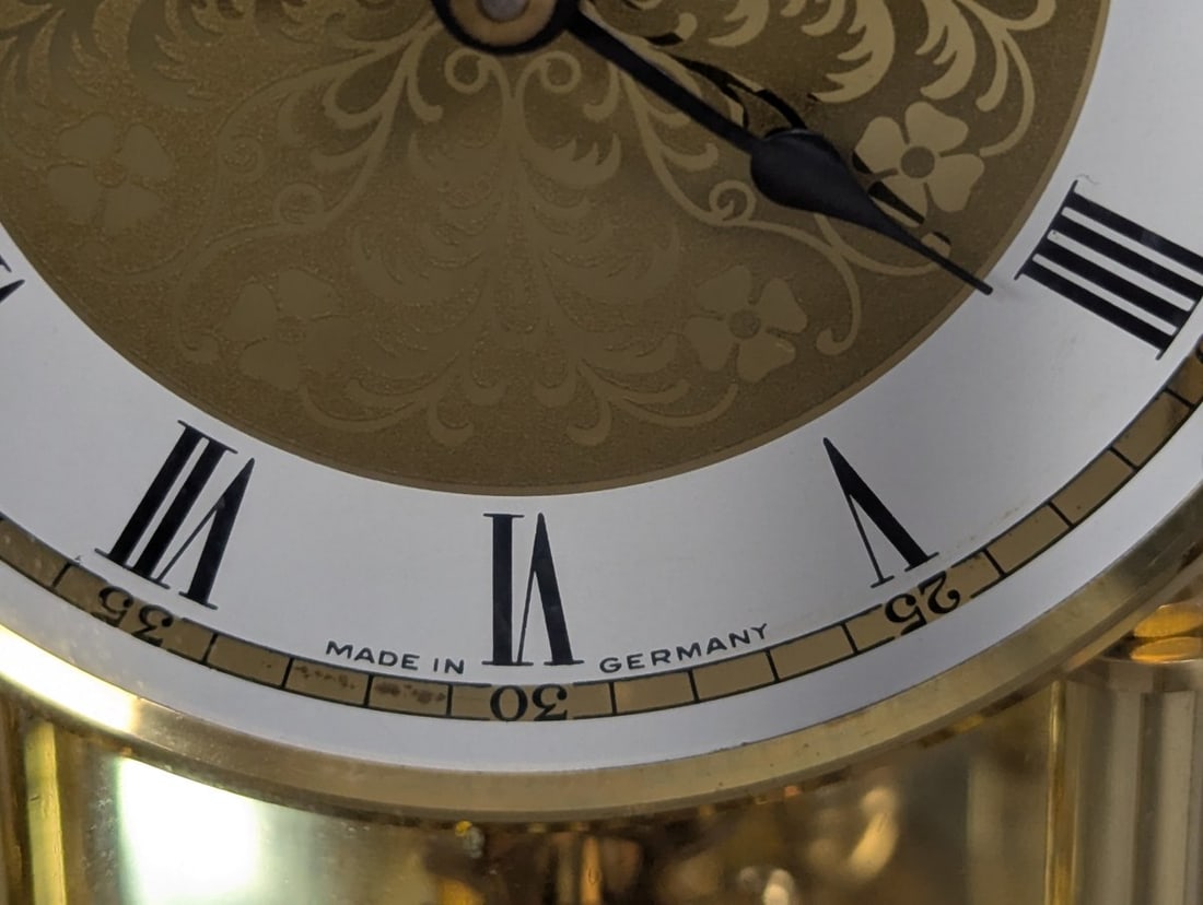 Howard Miller Anniversary Torsion Pendulum Clock with Key Vintage Brass and Glass - 3