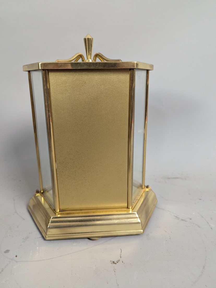Howard Miller Anniversary Torsion Pendulum Clock with Key Vintage Brass and Glass - 6
