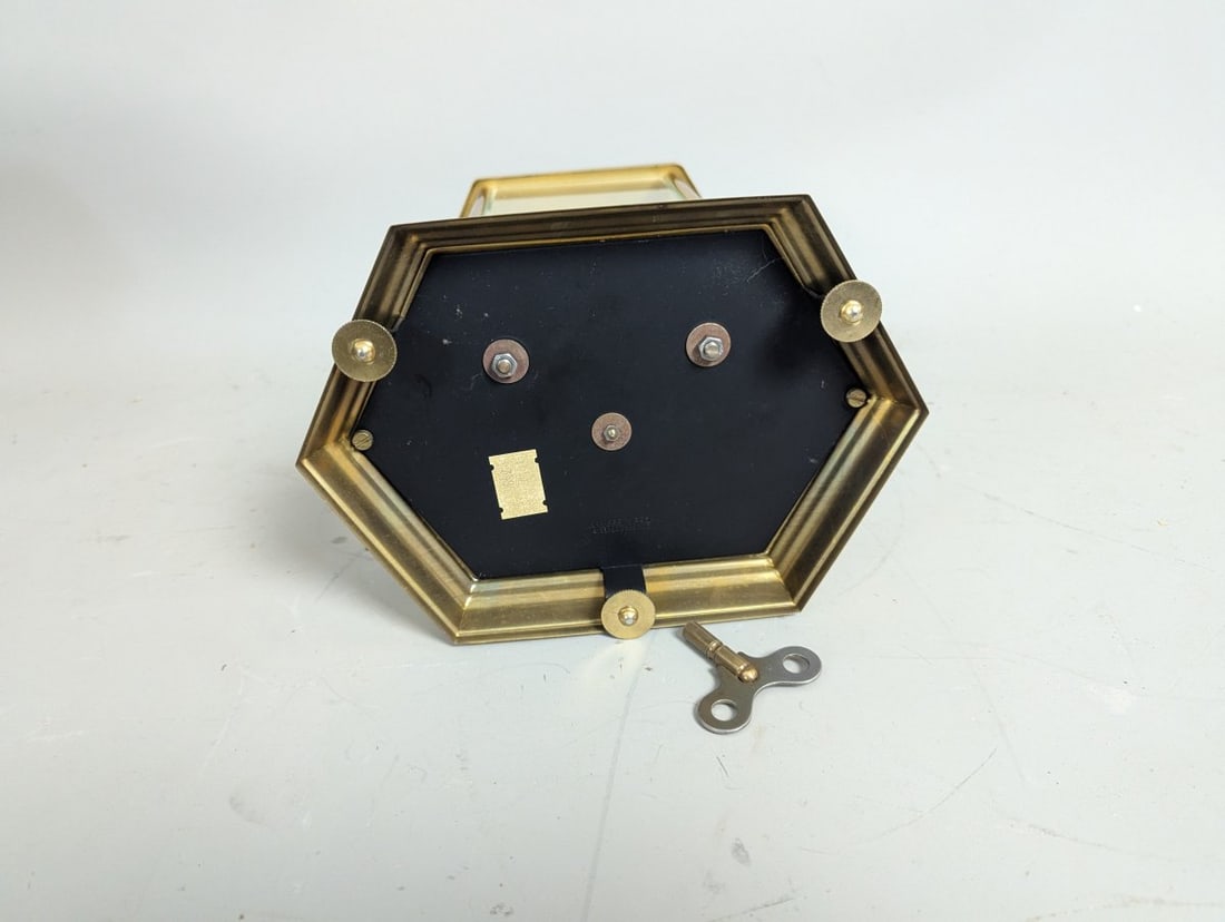 Howard Miller Anniversary Torsion Pendulum Clock with Key Vintage Brass and Glass - 8