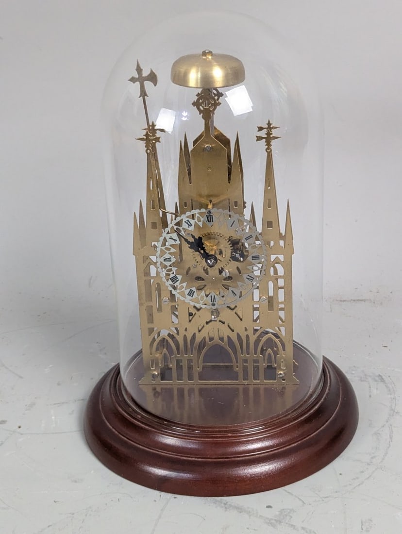 Gothic Revival Brass Cathedral Skeleton Clock Unique Antique Timepiece: **Important** Please read below description on how to avoid high shipping costs. Up for auction is a stunning Gothic Revival Brass Cathedral Skeleton Clock. Standing at 12 high x 8 diameter, this exqu