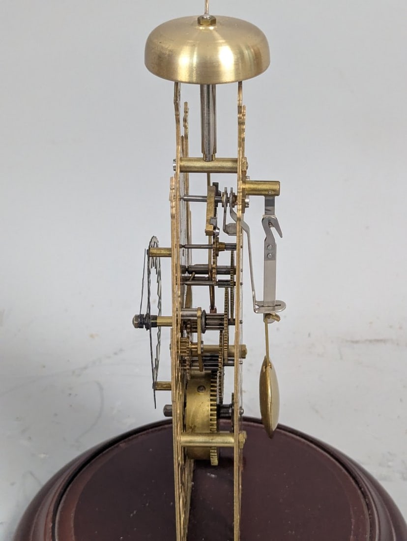 Gothic Revival Brass Cathedral Skeleton Clock Unique Antique Timepiece - 3