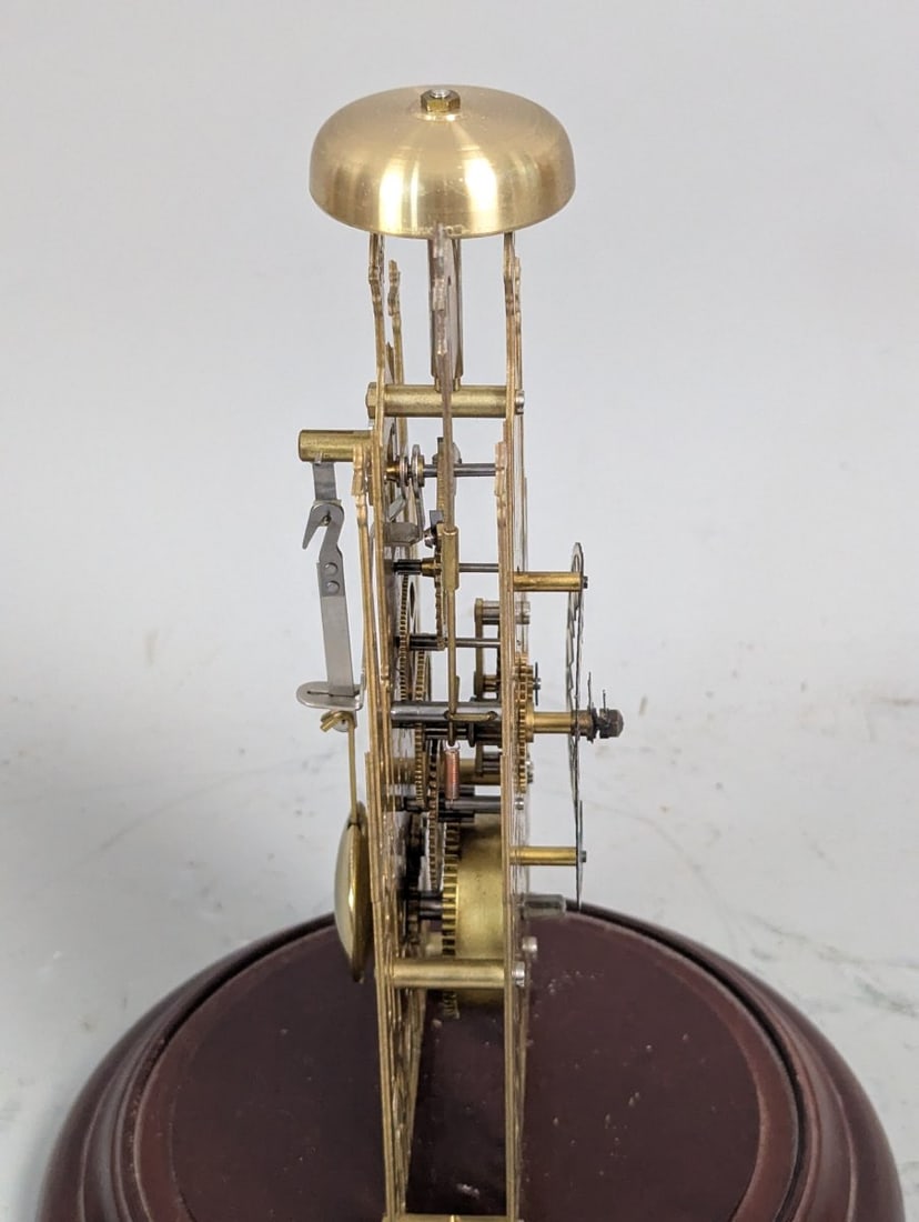 Gothic Revival Brass Cathedral Skeleton Clock Unique Antique Timepiece - 5