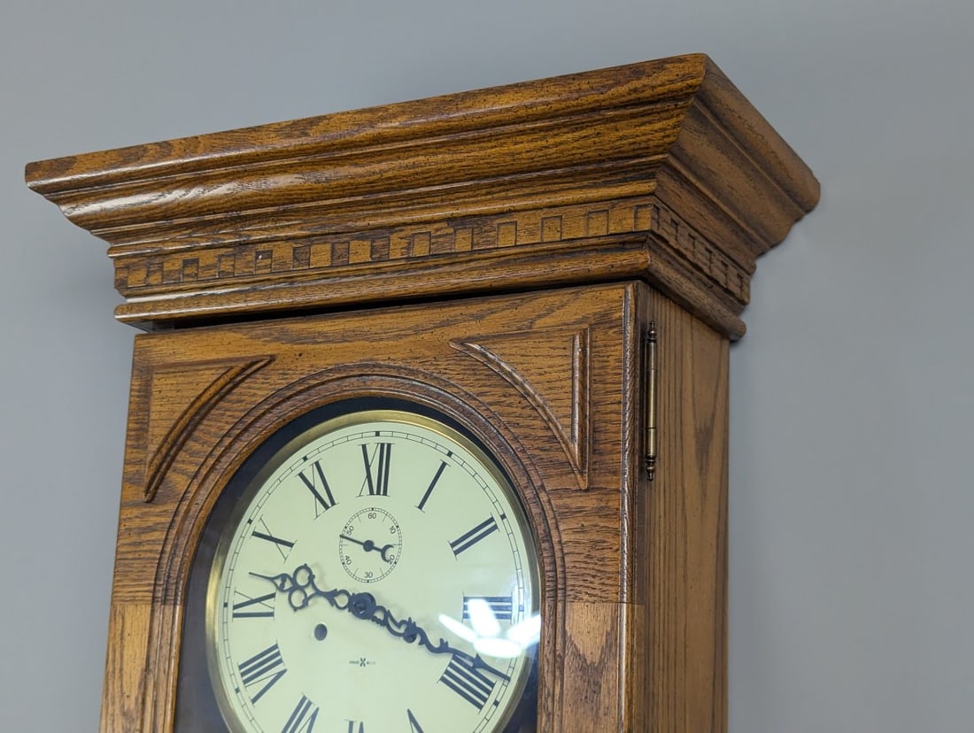 Howard Miller The Commodore Wall Clock Model 612-485 Oak Design with Pendulum & Weight - 3