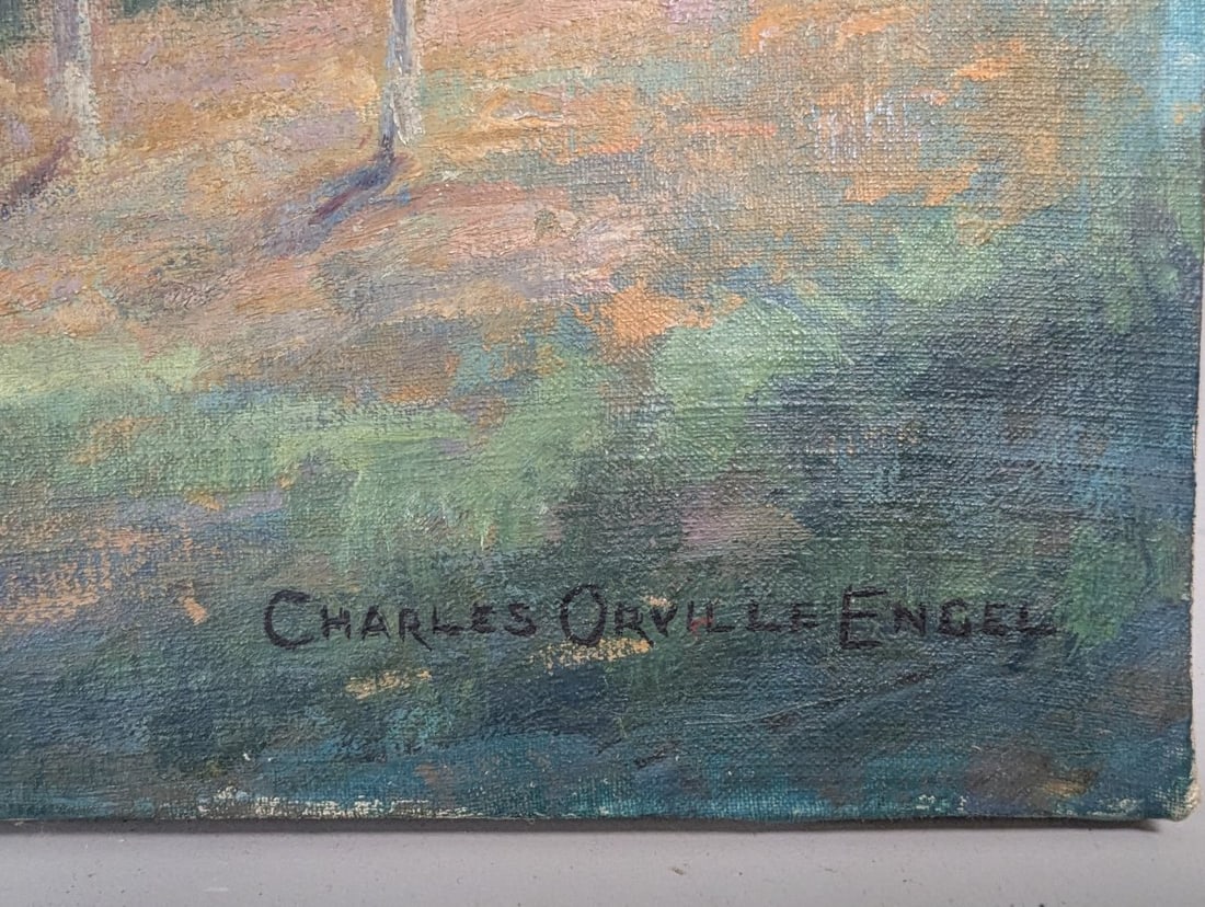 Charles Orville Engel Impressionist Landscape Oil Painting Rare Find - 8