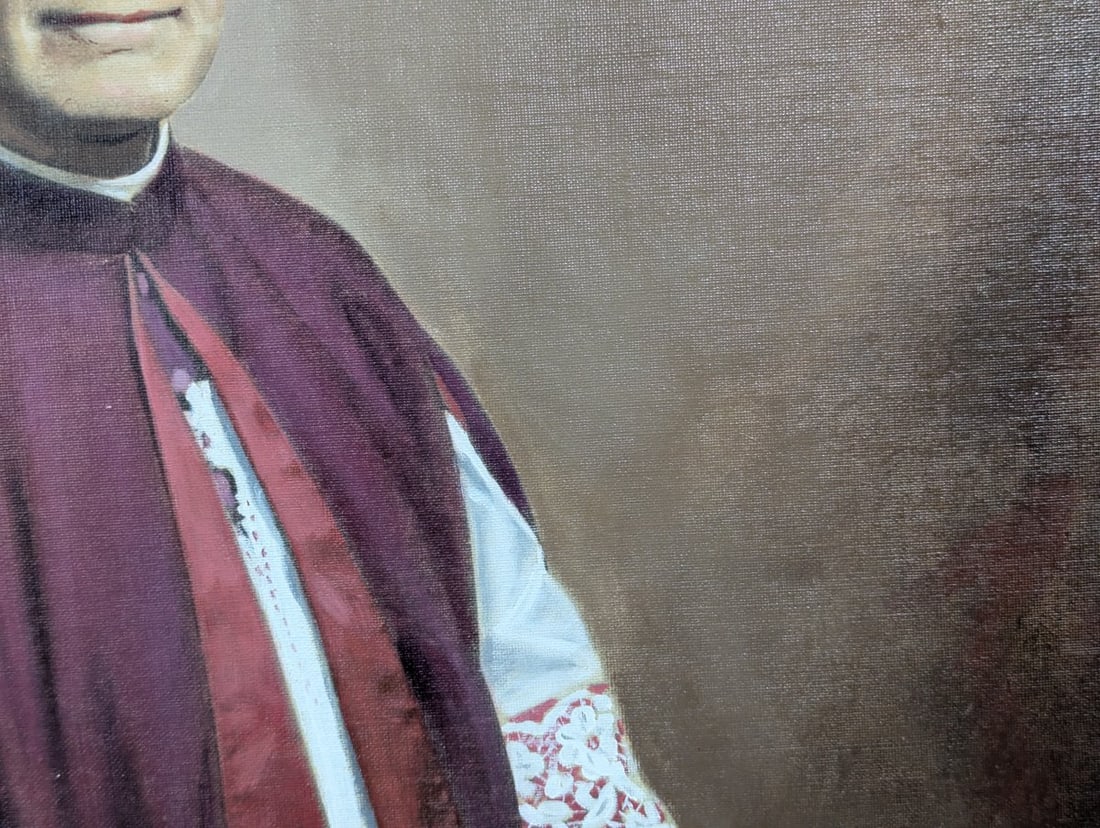 Framed Oil on Canvas Portrait of Monsignor McMillan by Jerrold - Vintage Artwork - 8