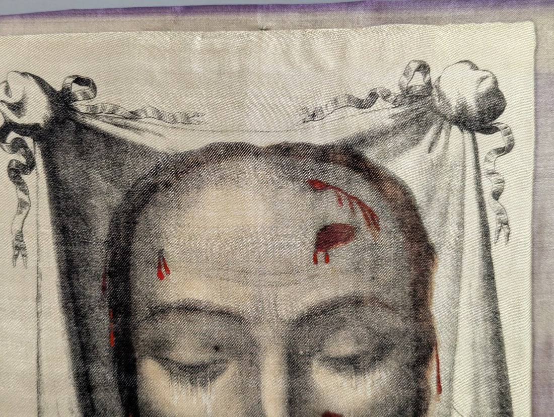 Vera Effigies Sacri Vultus D.N. Jesu Christi Silk Textile Print - Christian Art - 2