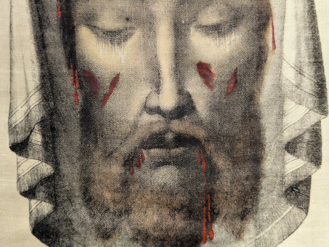 Vera Effigies Sacri Vultus D.N. Jesu Christi Silk Textile Print - Christian Art - 4