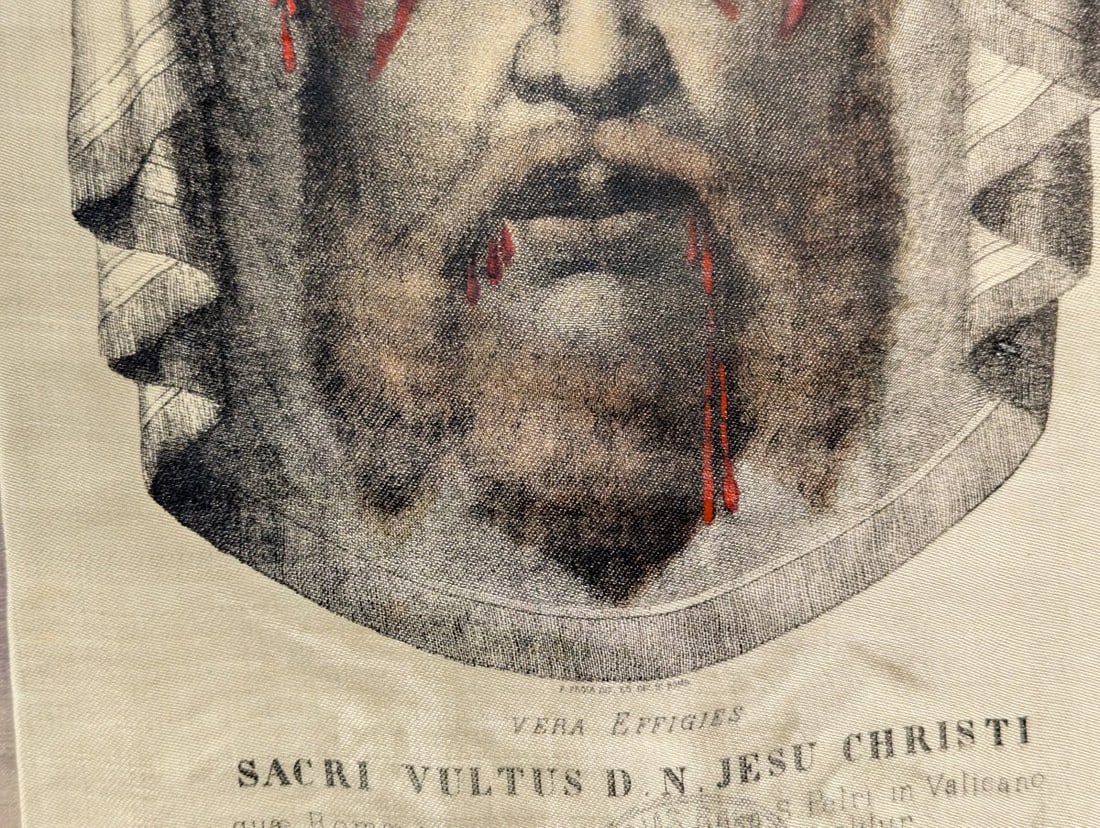 Vera Effigies Sacri Vultus D.N. Jesu Christi Silk Textile Print - Christian Art - 5