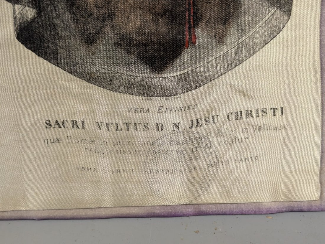 Vera Effigies Sacri Vultus D.N. Jesu Christi Silk Textile Print - Christian Art - 6