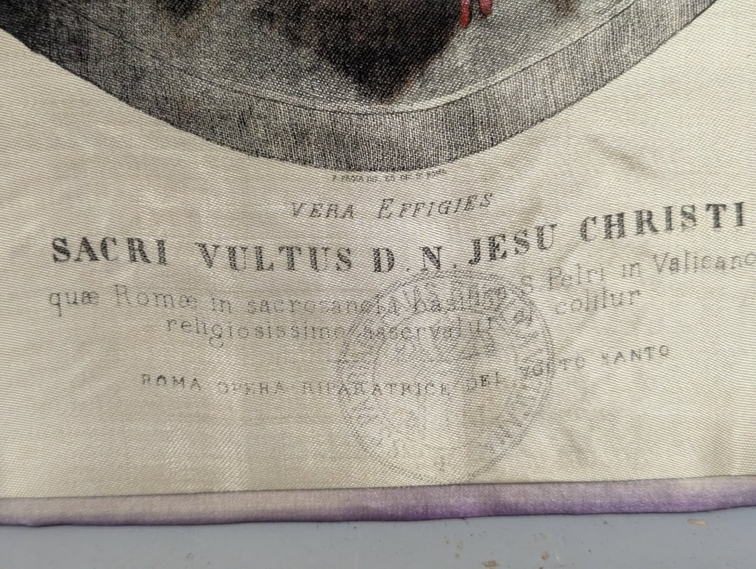 Vera Effigies Sacri Vultus D.N. Jesu Christi Silk Textile Print - Christian Art - 7