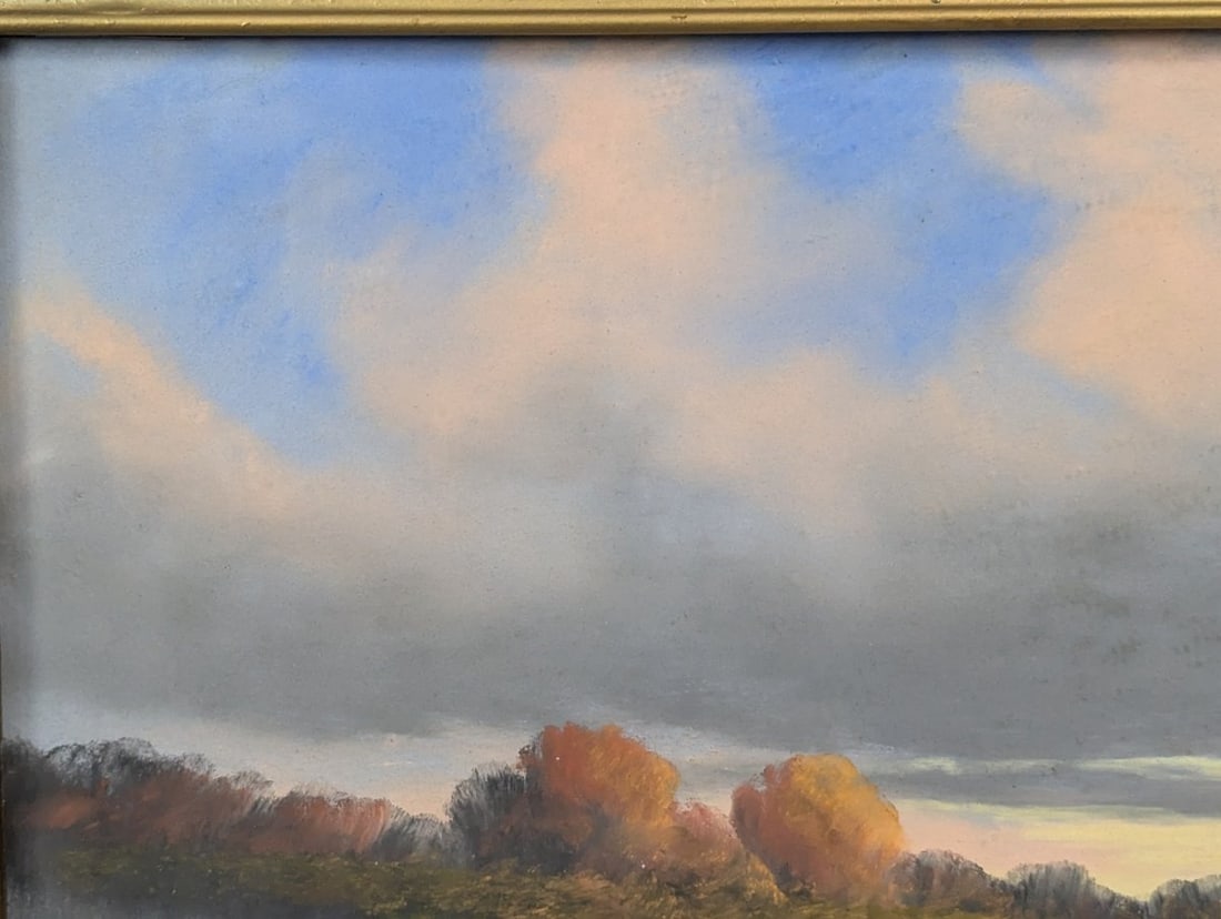 Framed Pastel Landscape Painting by Glattmann - Serene Autumn Scene Under Glass - 2