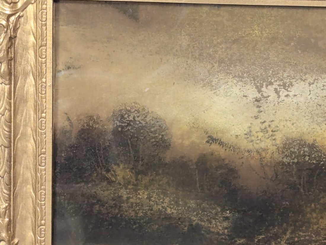 Antique Framed Tonalist Pastel Landscape Painting by H. Rosier - 2