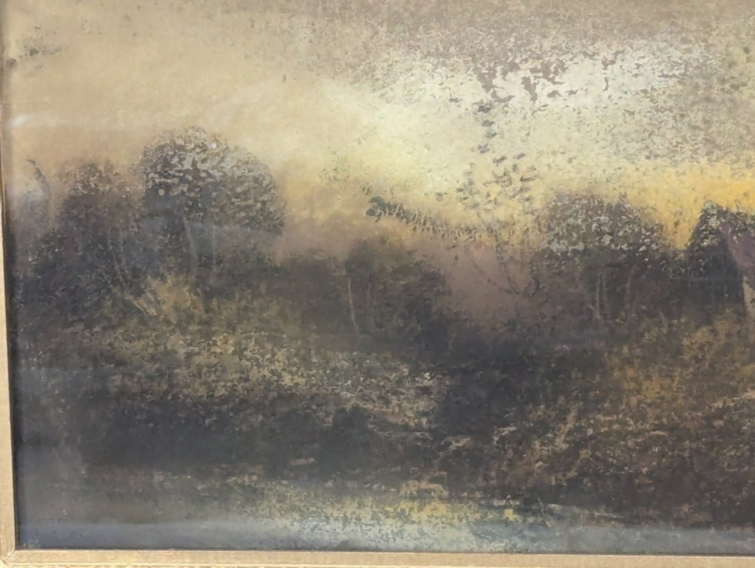 Antique Framed Tonalist Pastel Landscape Painting by H. Rosier - 5