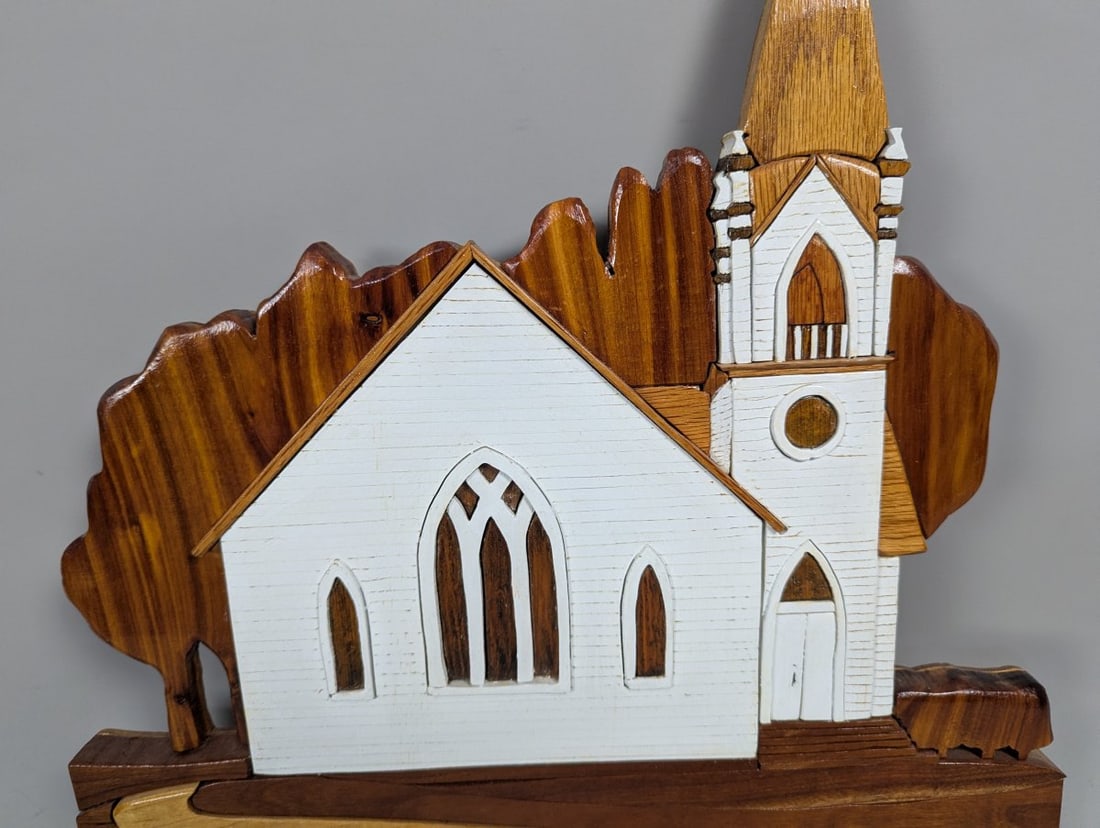 H.C. Heithoff Intarsia Wood Church Wall Art - Unique American Folk Art - 3