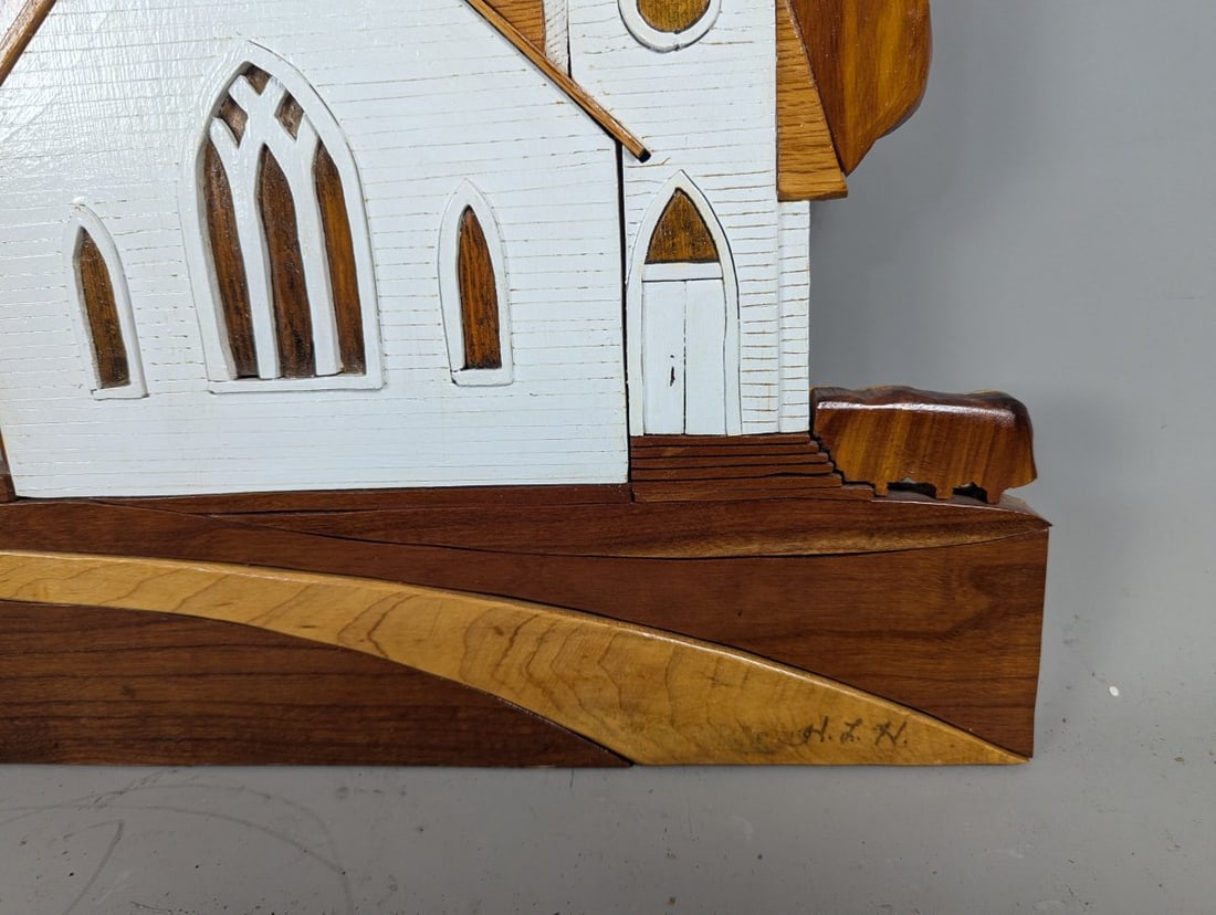 H.C. Heithoff Intarsia Wood Church Wall Art - Unique American Folk Art - 5