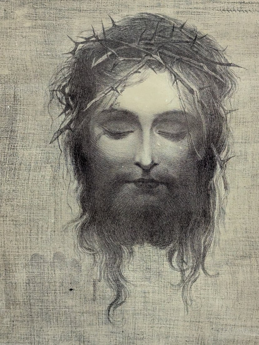 Framed Print of Jesus Christus by Gabriel von Max 1874 Optical Illusion Artwork - 2