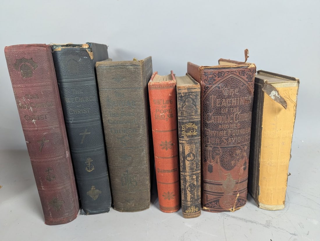 Lot of 7 Antique Christian Books from 19th Century with Decorative Cloth Bindings (1 of 8)