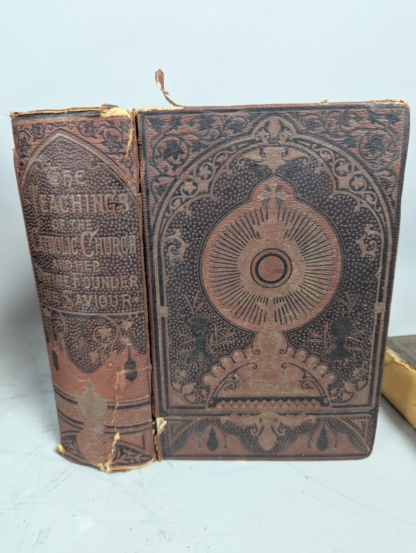 Lot of 7 Antique Christian Books from 19th Century with Decorative Cloth Bindings - 3