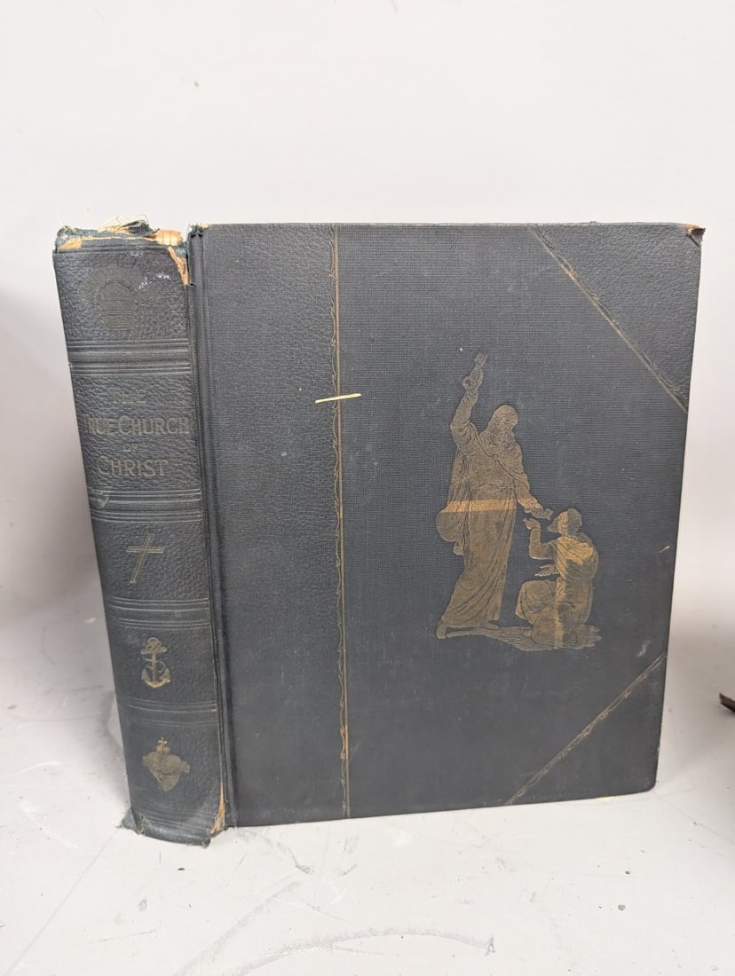 Lot of 7 Antique Christian Books from 19th Century with Decorative Cloth Bindings - 7