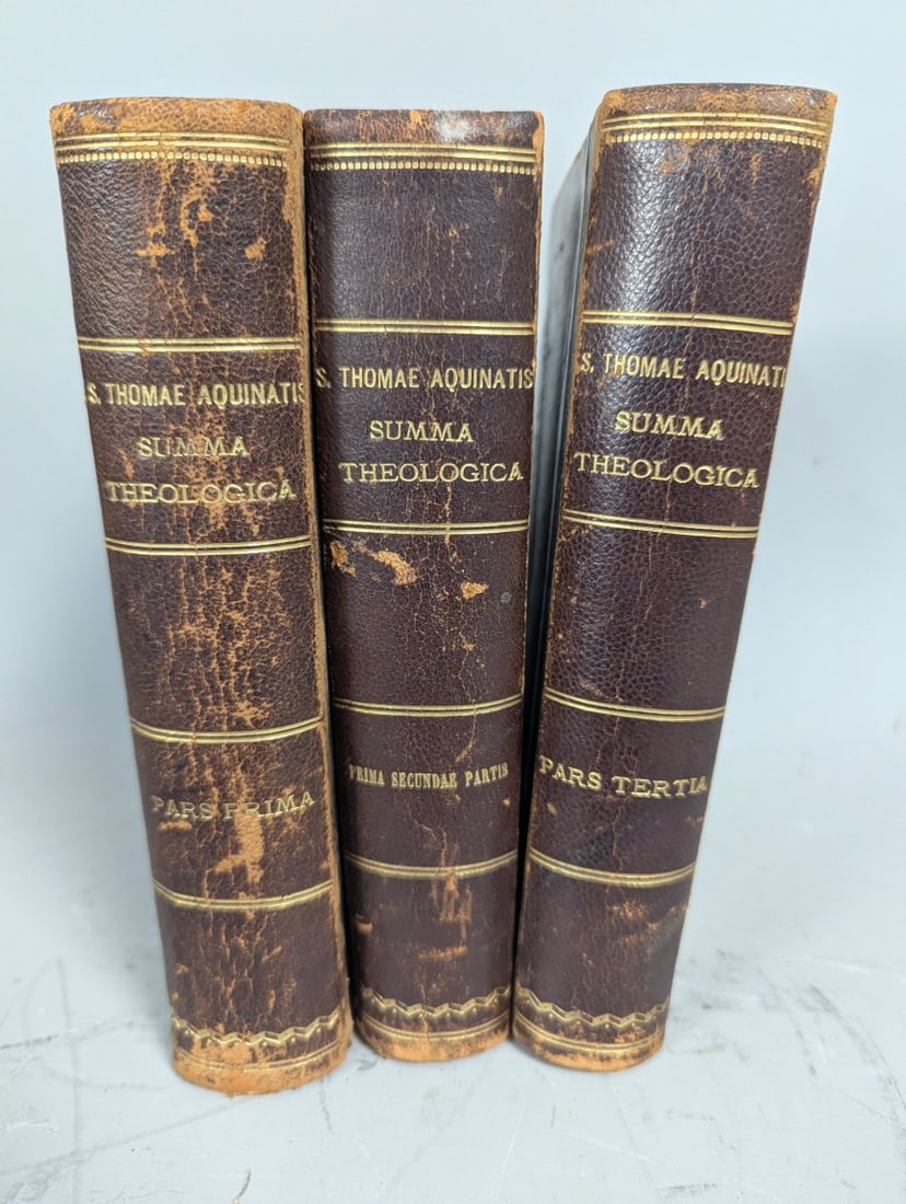 St Thomas Aquinas Summa Theologica Leather Bound Volumes Incomplete Set 1894: **Important** Please read below description on how to avoid high shipping costs. Dive into this incomplete set of St. Thomas Aquinas' *Summa Theologica*, consisting of three volumes: Pars Prima, Prima